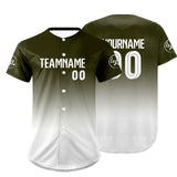 Custom Green White Baseball Jersey Personalized Gradient Team Uniforms Shirt with Name Number