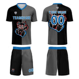 Custom Black Blue Soccer Uniform Jersey Kids Adults Personalized Set Jersey Shirt