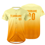 Custom Light Yellow Orange Baseball Jersey Personalized Gradient Team Uniforms Shirt with Name Number