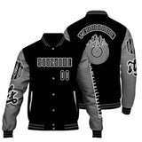 Custom Black Grey Letterman Varsity Jacket Personalized Embroidery Printing