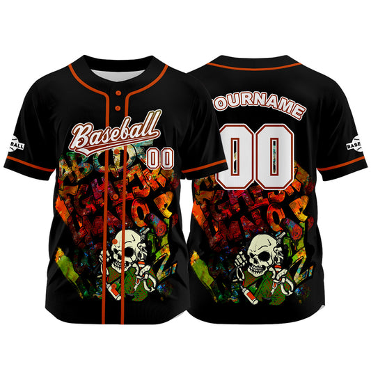 Custom Black Button Down Baseball Jersey for Men Women Adult Youth Print Name Number Logo