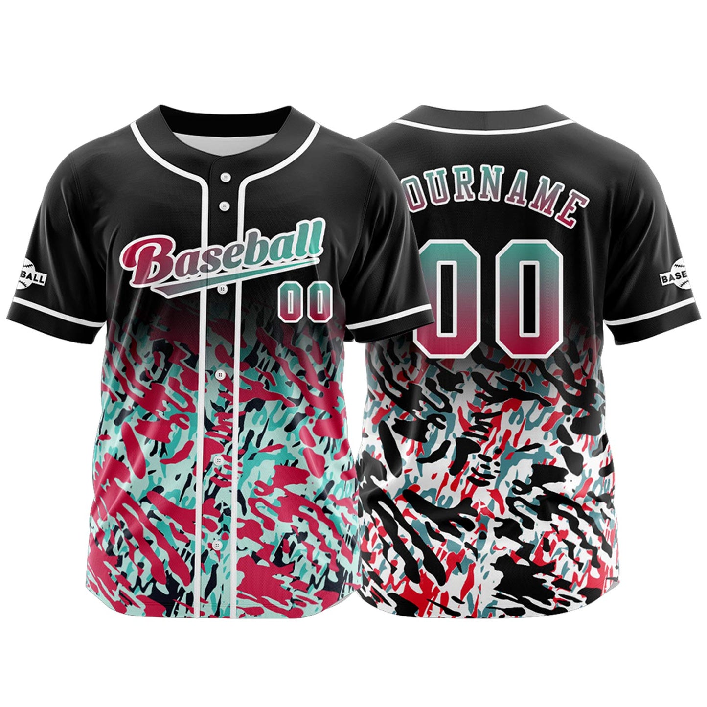 Custom Black Red Button Down Baseball Jersey for Men Women Adult Youth Print Name Number Logo