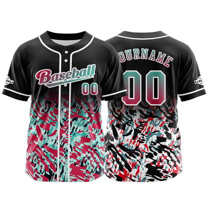 Custom Black Red Button Down Baseball Jersey for Men Women Adult Youth Print Name Number Logo