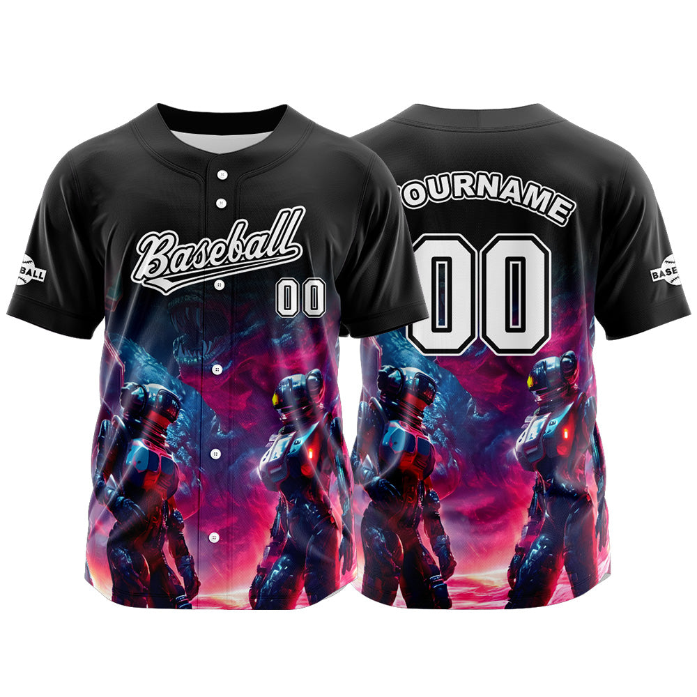 Custom Black Button Down Baseball Jersey for Men Women Adult Youth Print Name Number Logo