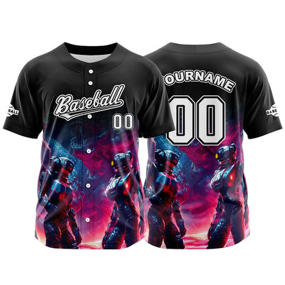 Custom Black Button Down Baseball Jersey for Men Women Adult Youth Print Name Number Logo