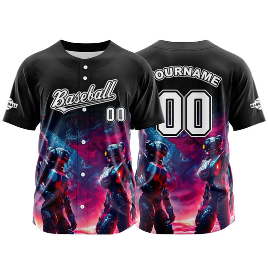 Custom Black Button Down Baseball Jersey for Men Women Adult Youth Print Name Number Logo