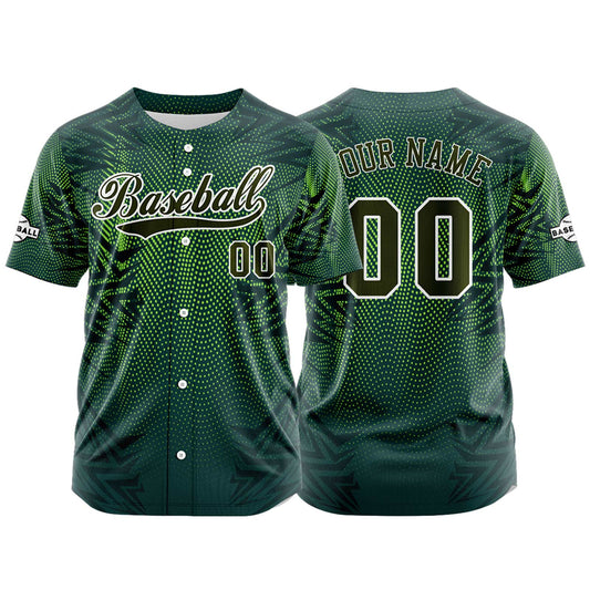 Custom Green Button Down Baseball Jersey for Men Women Adult Youth Print Name Number Logo