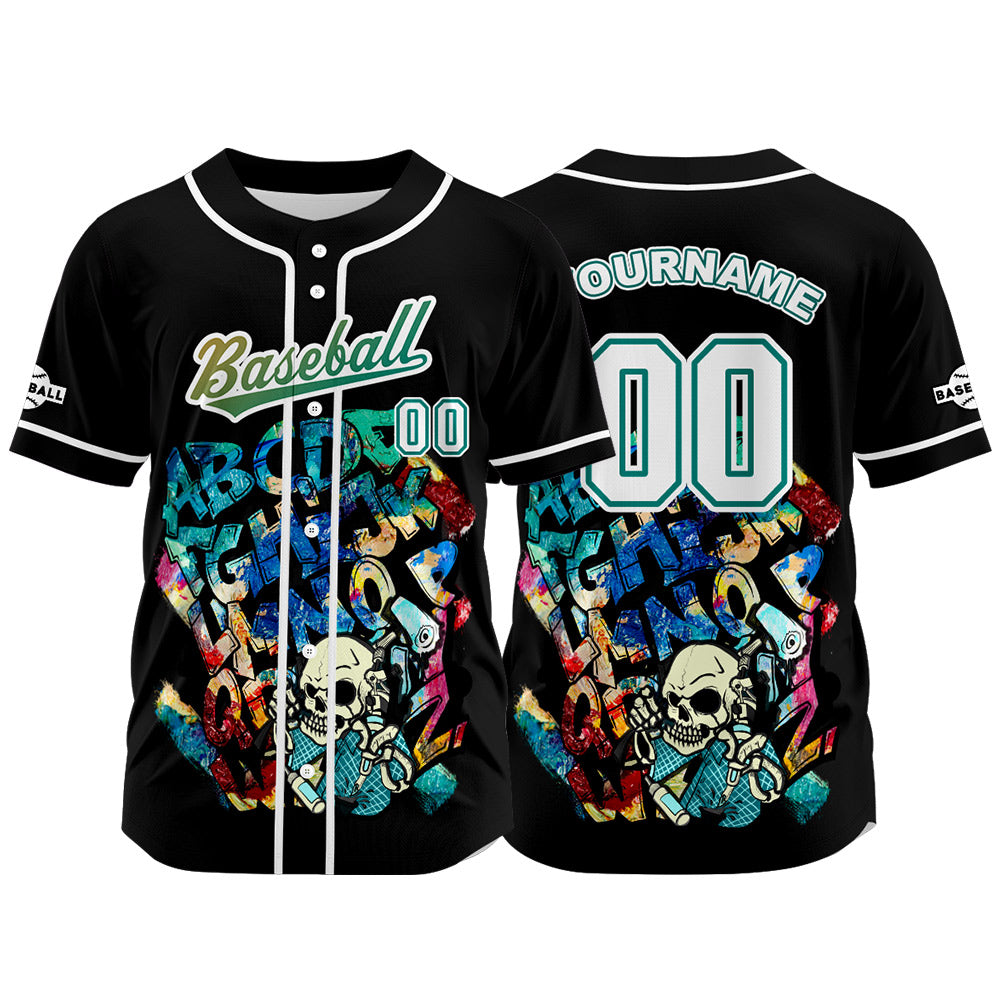 Custom Black Button Down Baseball Jersey for Men Women Adult Youth Print Name Number Logo