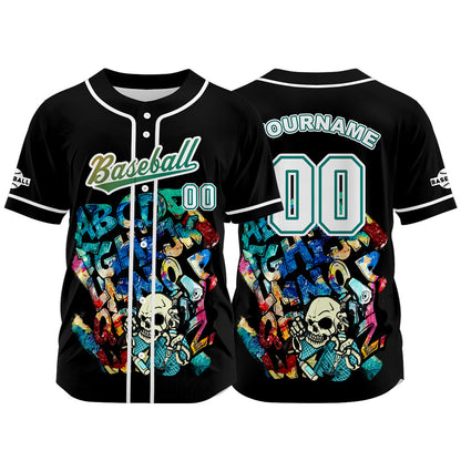 Custom Black Button Down Baseball Jersey for Men Women Adult Youth Print Name Number Logo