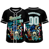 Custom Black Button Down Baseball Jersey for Men Women Adult Youth Print Name Number Logo