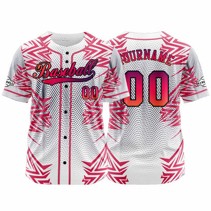 Custom Red Button Down Baseball Jersey for Men Women Adult Youth Print Name Number Logo
