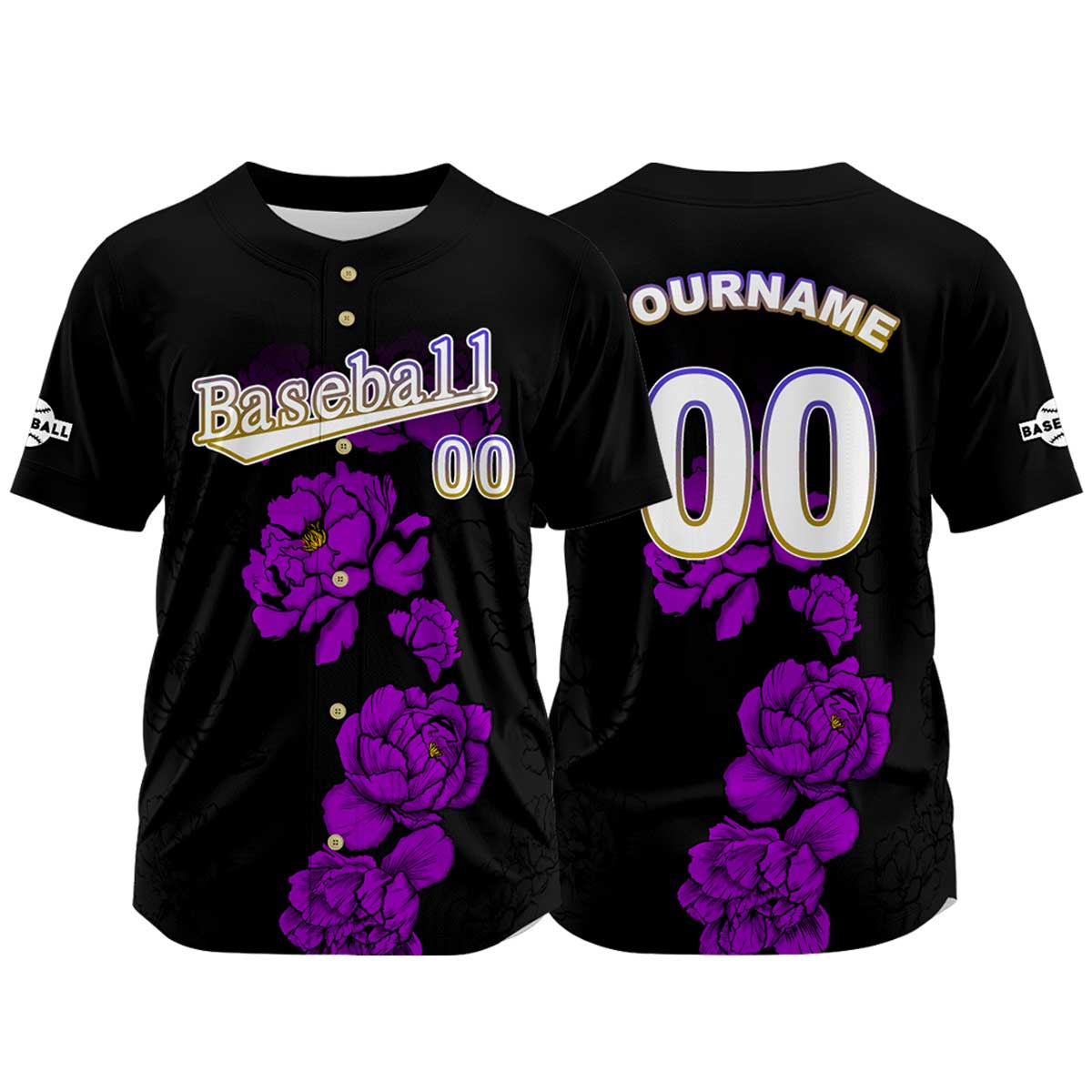Custom Black Baseball Jersey Print Personalized Name, Number and Logo