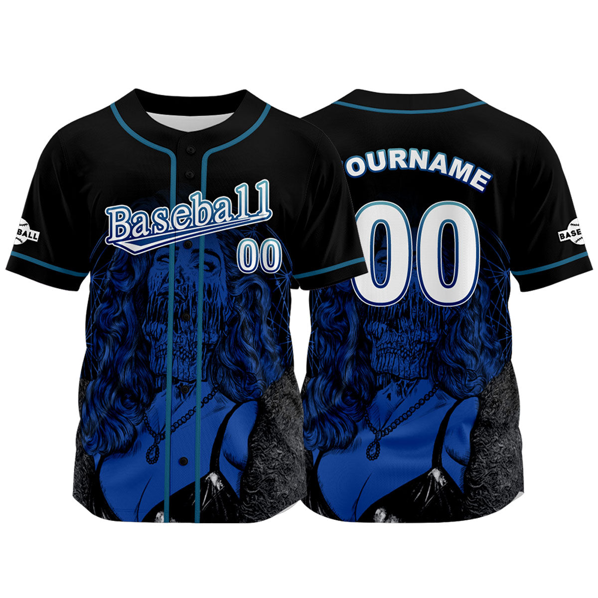 Custom Black Baseball Jersey Print Personalized Name, Number and Logo