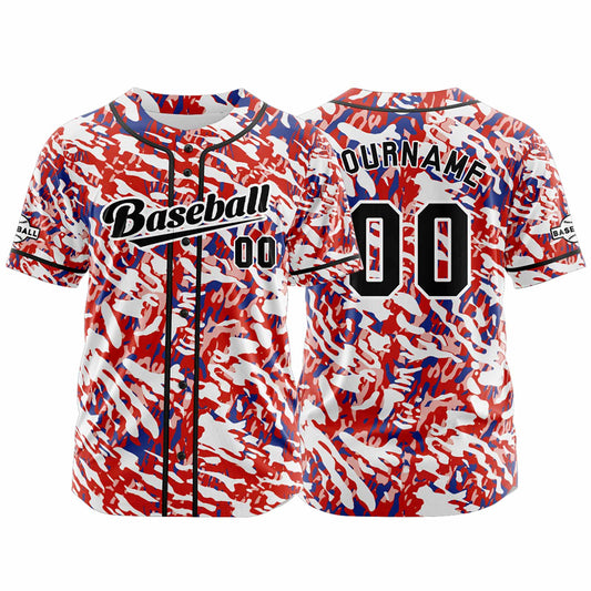 Custom Red Blue Button Down Baseball Jersey for Men Women Adult Youth Print Name Number Logo