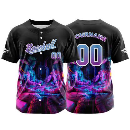 Custom Black Button Down Baseball Jersey for Men Women Adult Youth Print Name Number Logo