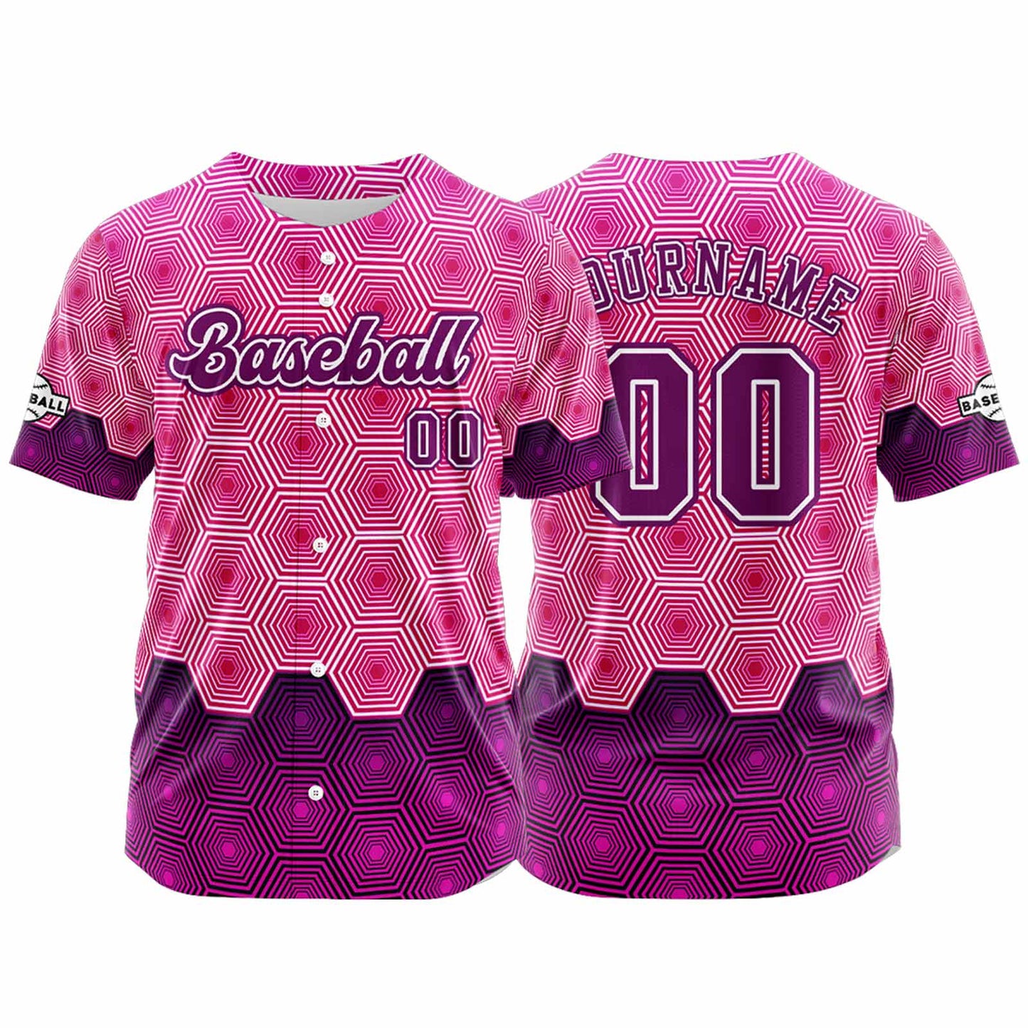 Custom Pink Purple Button Down Baseball Jersey for Men Women Adult Youth Print Name Number Logo