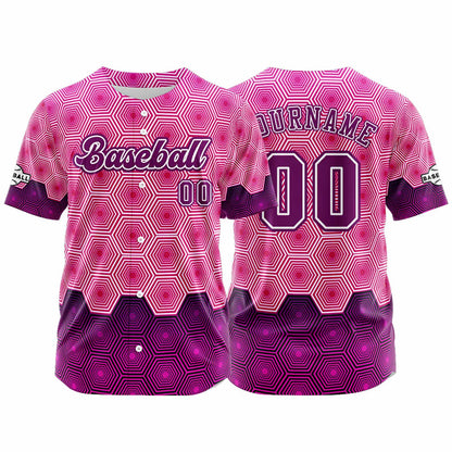 Custom Pink Purple Button Down Baseball Jersey for Men Women Adult Youth Print Name Number Logo