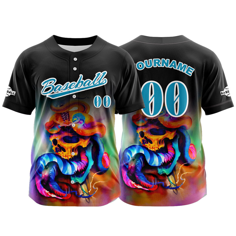 Custom Black Button Down Baseball Jersey for Men Women Adult Youth Print Name Number Logo