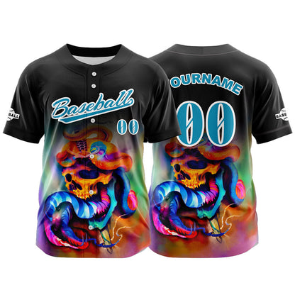 Custom Black Button Down Baseball Jersey for Men Women Adult Youth Print Name Number Logo