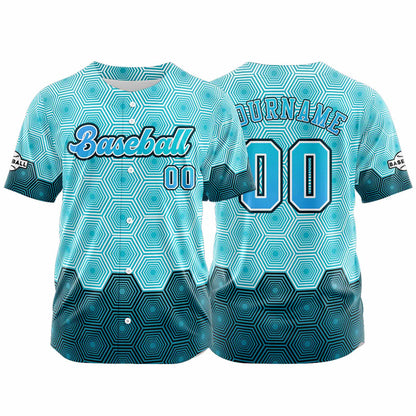 Custom Blue Button Down Baseball Jersey for Men Women Adult Youth Print Name Number Logo