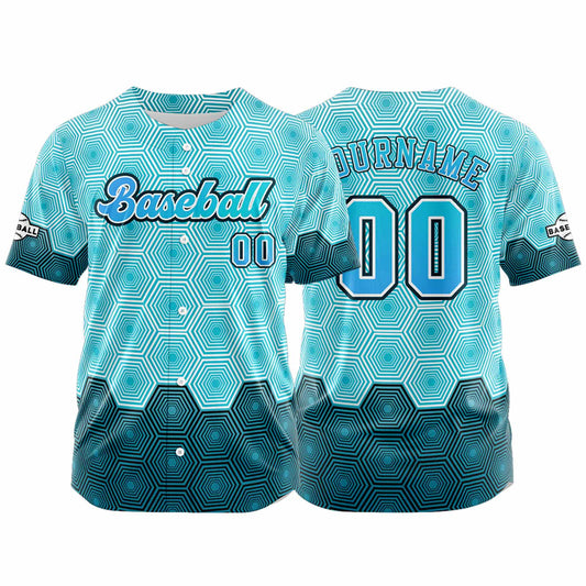 Custom Blue Button Down Baseball Jersey for Men Women Adult Youth Print Name Number Logo