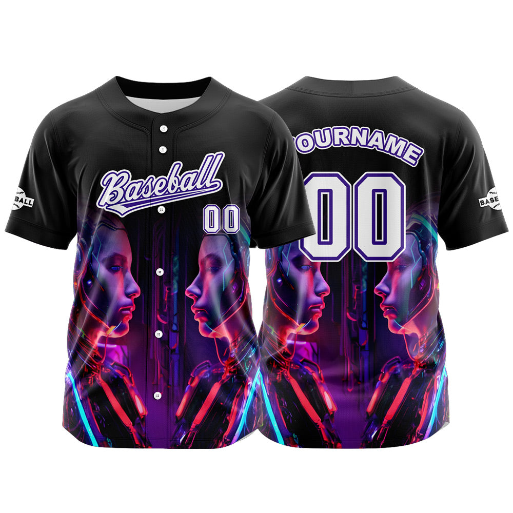 Custom Black Button Down Baseball Jersey for Men Women Adult Youth Print Name Number Logo
