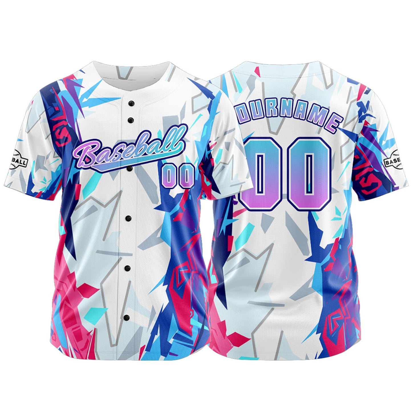Custom Light Blue White Button Down Baseball Jersey for Men Women Adult Youth Print Name Number Logo