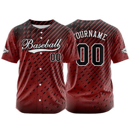 Custom Red Button Down Baseball Jersey for Men Women Adult Youth Print Name Number Logo