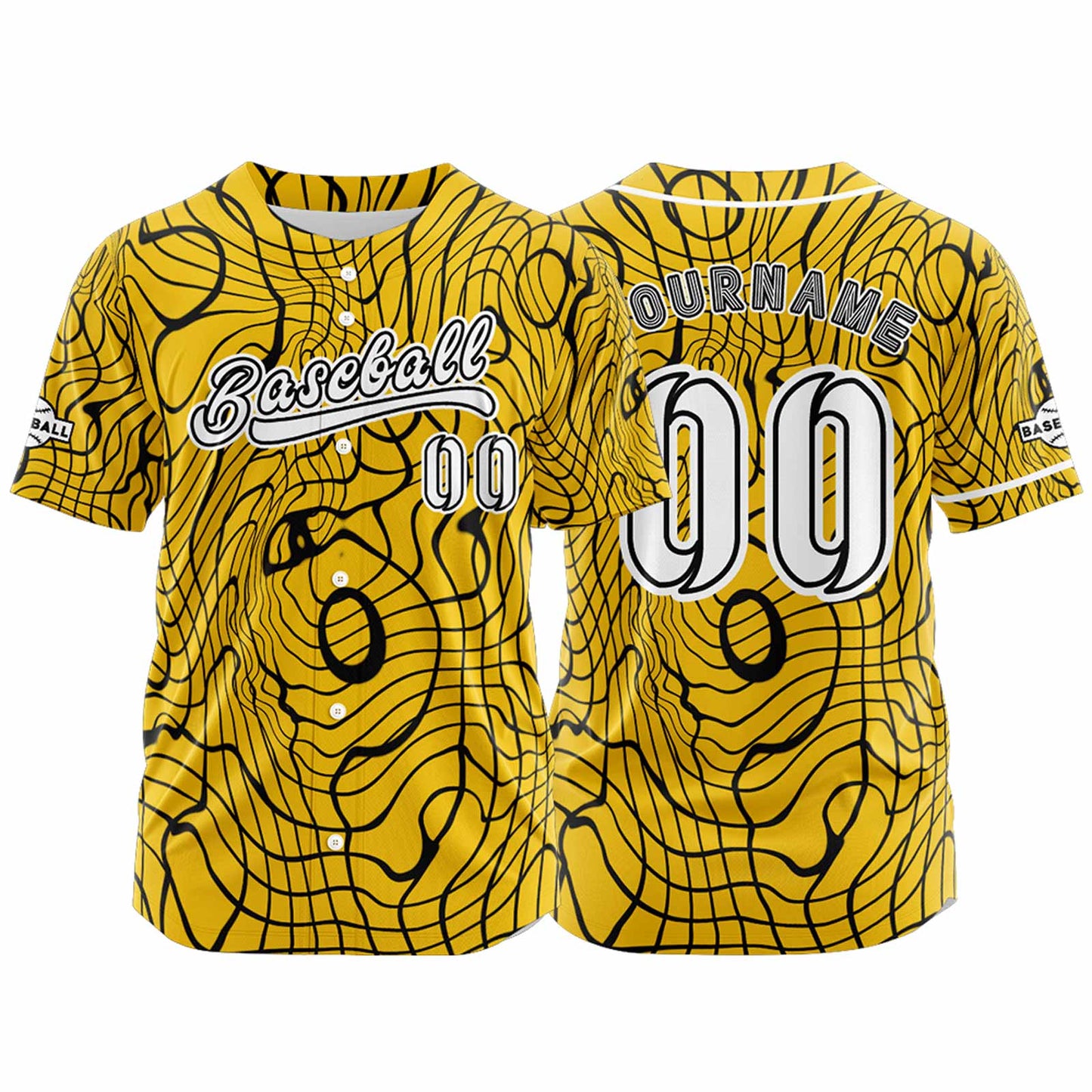Custom Yellow Button Down Baseball Jersey for Men Women Adult Youth Print Name Number Logo