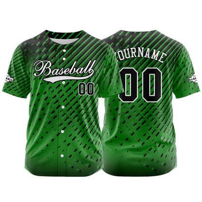 Custom Green Button Down Baseball Jersey for Men Women Adult Youth Print Name Number Logo