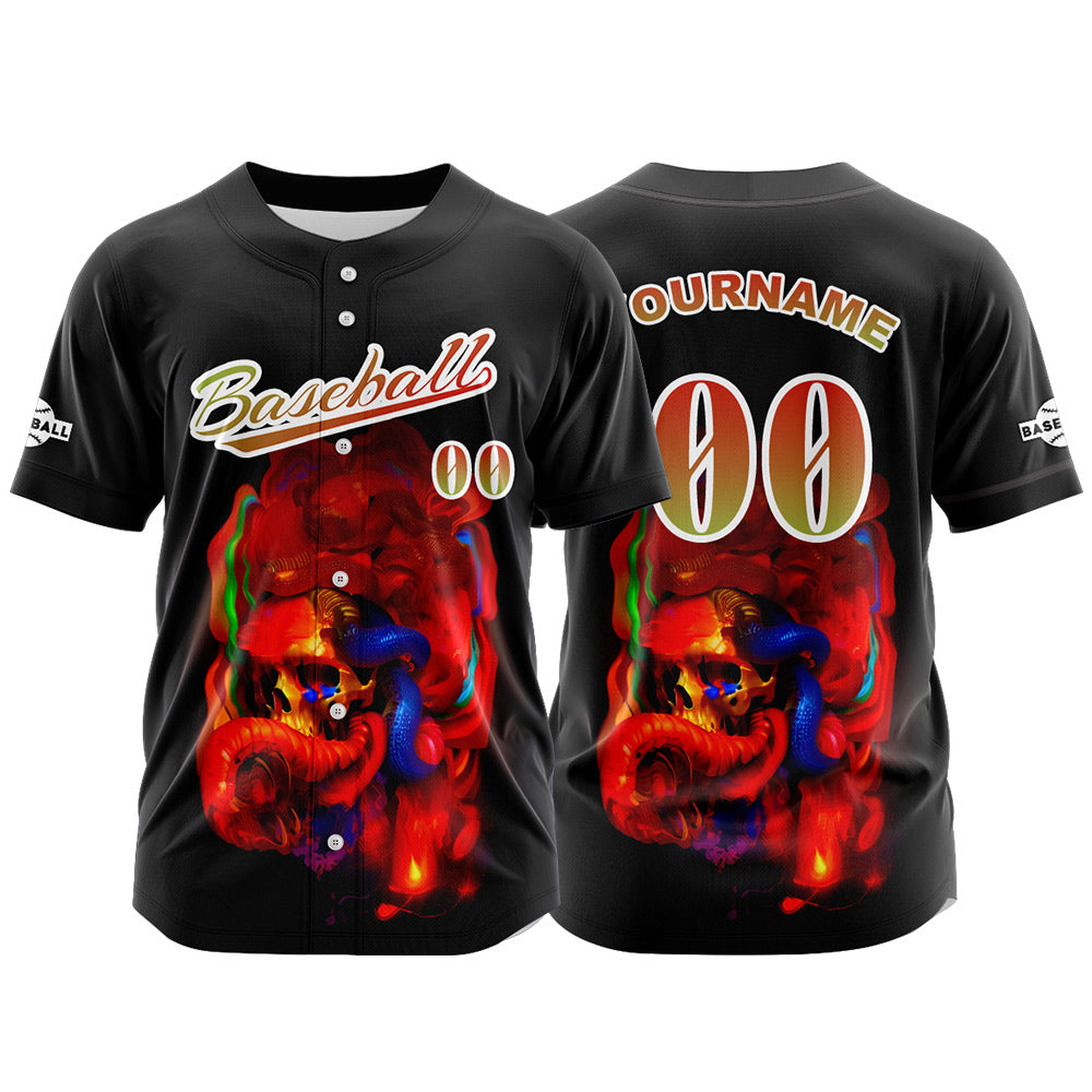 Custom Black Button Down Baseball Jersey for Men Women Adult Youth Print Name Number Logo