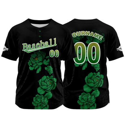 Custom Black Baseball Jersey Print Personalized Name, Number and Logo