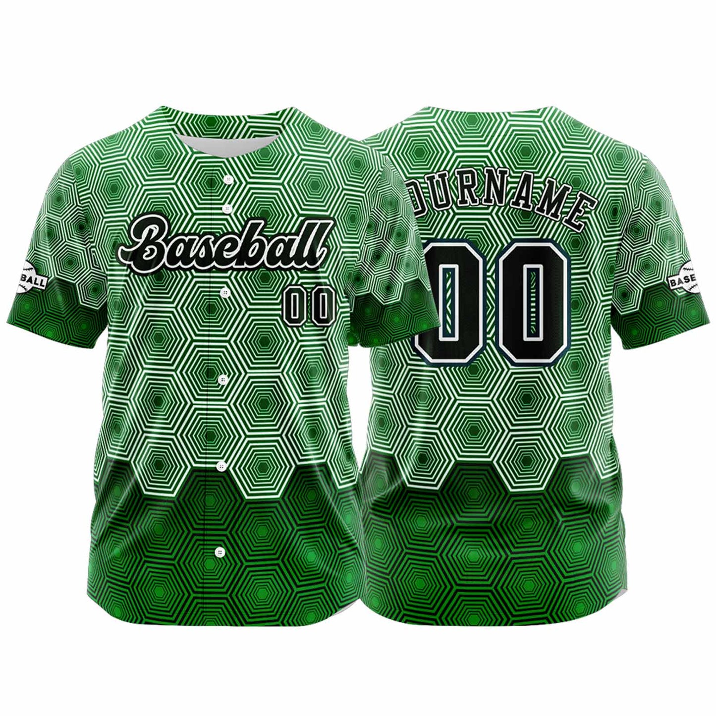 Custom Green Button Down Baseball Jersey for Men Women Adult Youth Print Name Number Logo