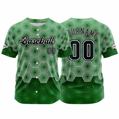 Custom Green Button Down Baseball Jersey for Men Women Adult Youth Print Name Number Logo
