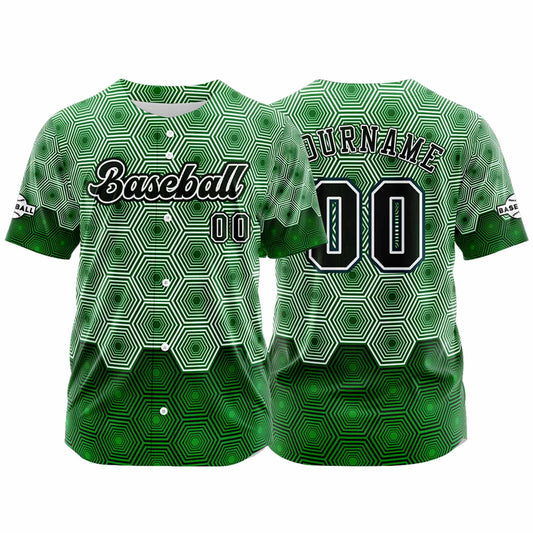 Custom Green Button Down Baseball Jersey for Men Women Adult Youth Print Name Number Logo
