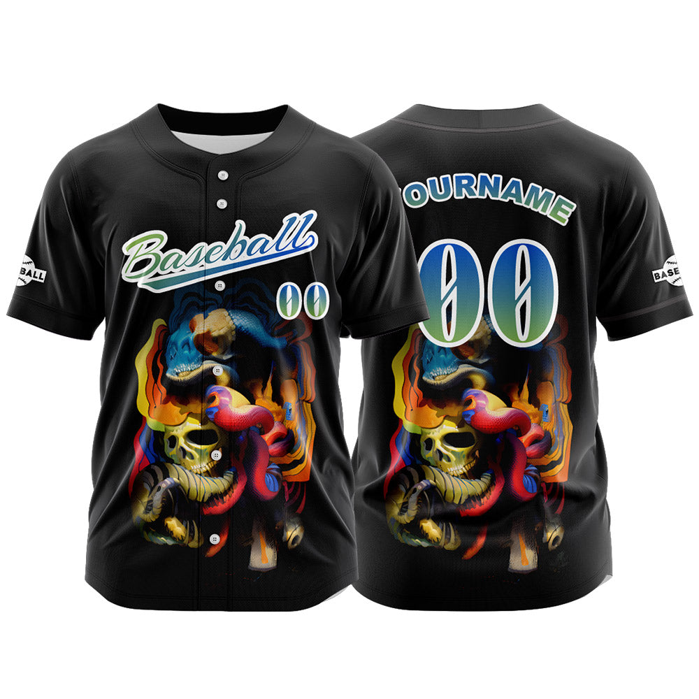 Custom Black Button Down Baseball Jersey for Men Women Adult Youth Print Name Number Logo