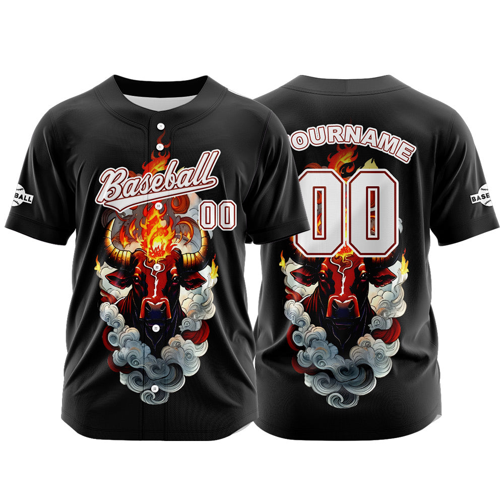 Custom Black Button Down Baseball Jersey for Men Women Adult Youth Print Name Number Logo