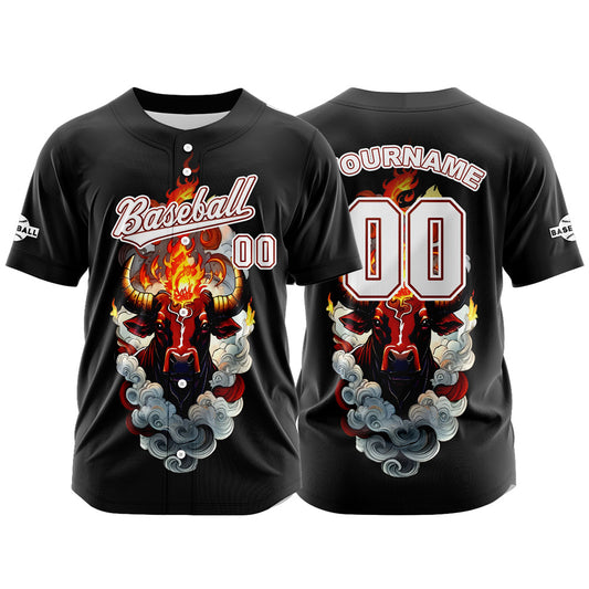Custom Black Button Down Baseball Jersey for Men Women Adult Youth Print Name Number Logo