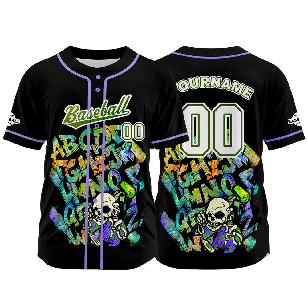 Custom Black Button Down Baseball Jersey for Men Women Adult Youth Print Name Number Logo