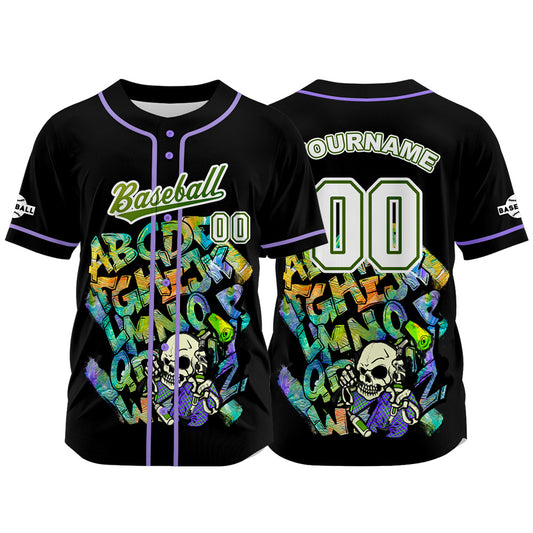 Custom Black Button Down Baseball Jersey for Men Women Adult Youth Print Name Number Logo