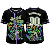 Custom Black Button Down Baseball Jersey for Men Women Adult Youth Print Name Number Logo
