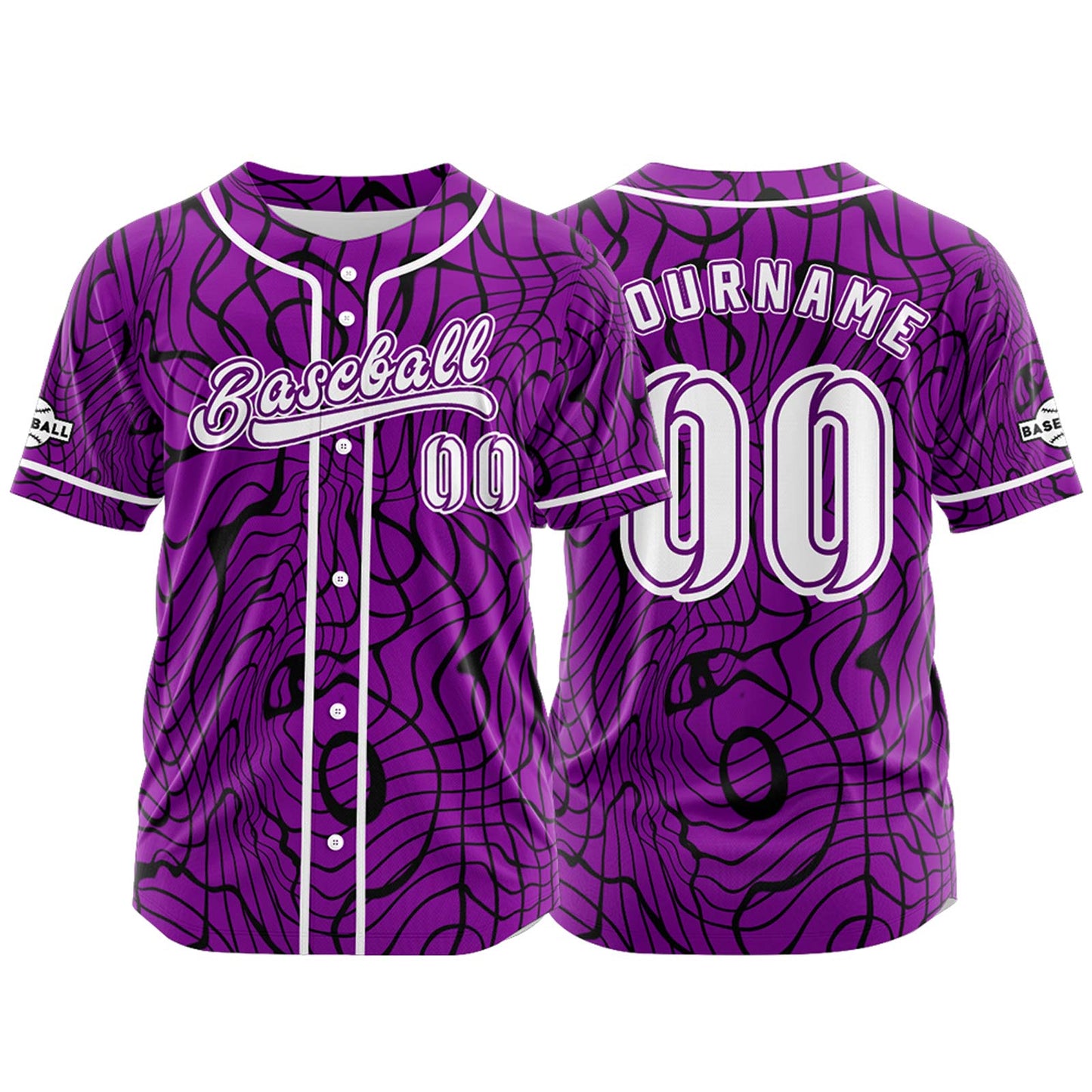 Custom Purple Button Down Baseball Jersey for Men Women Adult Youth Print Name Number Logo