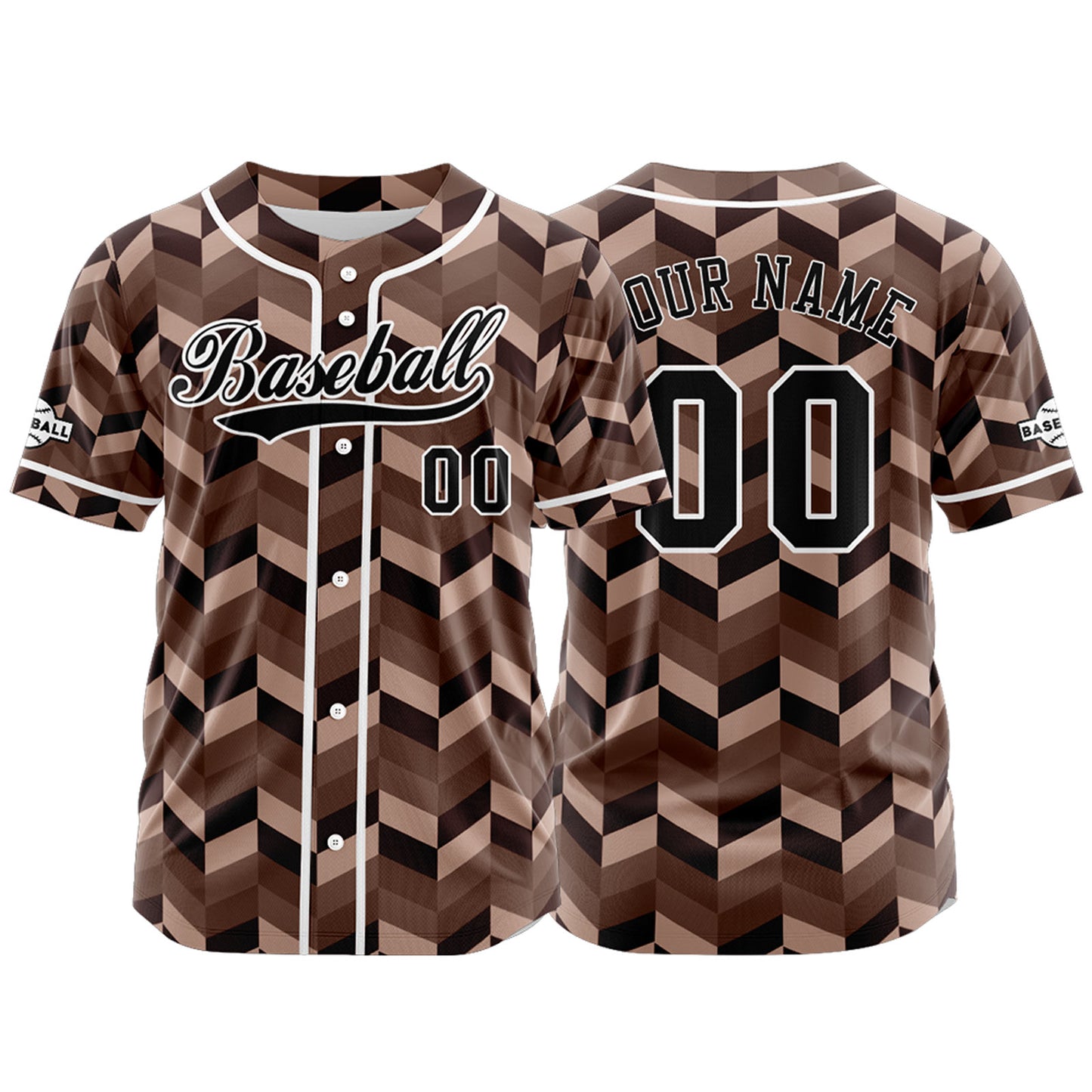 Custom Brown Button Down Baseball Jersey for Men Women Adult Youth Print Name Number Logo