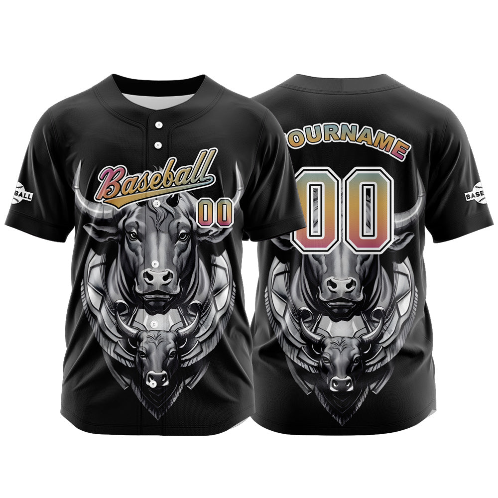 Custom Black Button Down Baseball Jersey for Men Women Adult Youth Print Name Number Logo