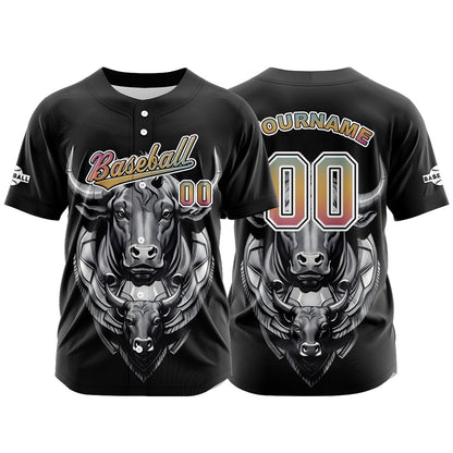 Custom Black Button Down Baseball Jersey for Men Women Adult Youth Print Name Number Logo