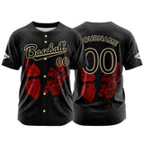 Custom Black Button Down Baseball Jersey for Men Women Adult Youth Print Name Number Logo