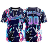 Custom Dark Blue Button Down Baseball Jersey for Men Women Adult Youth Print Name Number Logo