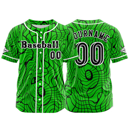 Custom Green Button Down Baseball Jersey for Men Women Adult Youth Print Name Number Logo