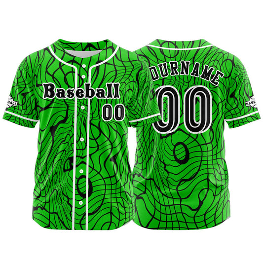 Custom Green Button Down Baseball Jersey for Men Women Adult Youth Print Name Number Logo