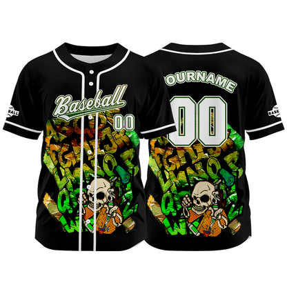 Custom Black Button Down Baseball Jersey for Men Women Adult Youth Print Name Number Logo